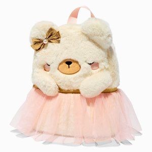 Claire's Club Furry Polar Bear Tutu Backpack-NWT